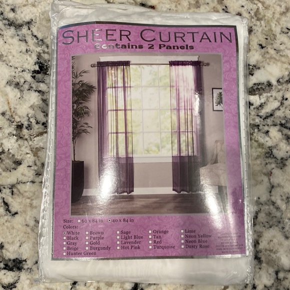 NWT! Sheer white curtains (contains 2 panels) - Picture 2 of 3